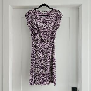 Boden Purple and Cream Patterned Mini Dress Abstract Size 4